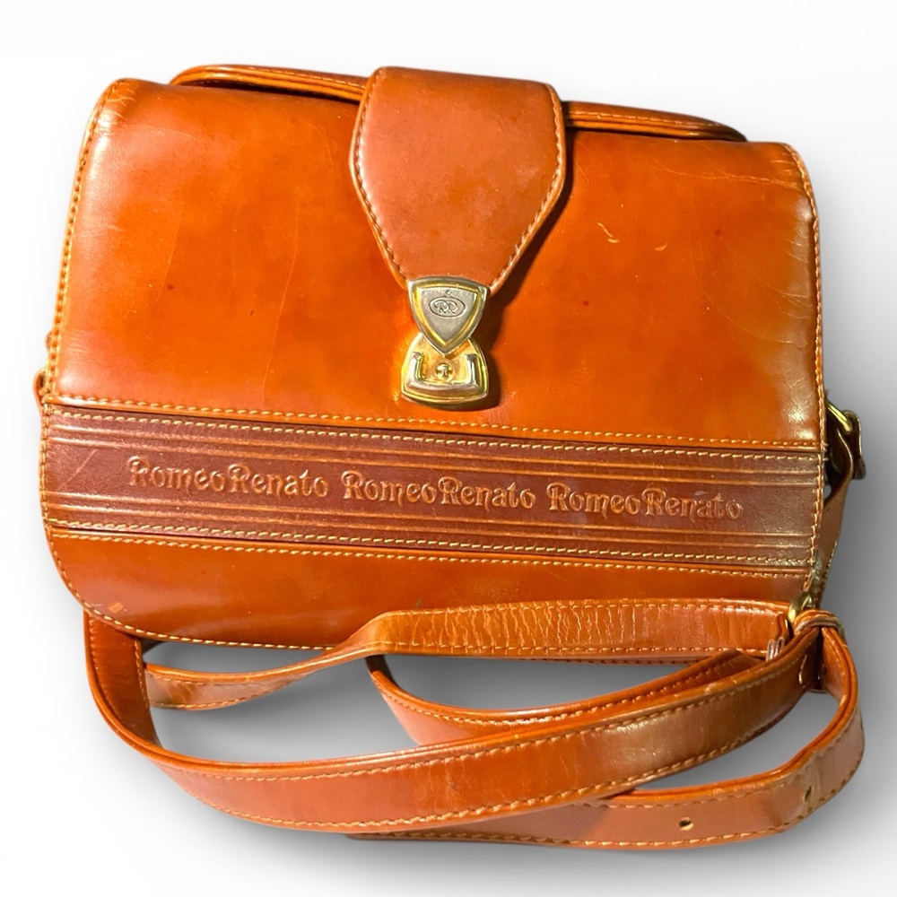 Vintage Romeo Renato brown Italian Leather Purse Crossbody Bag Adjustable Strap